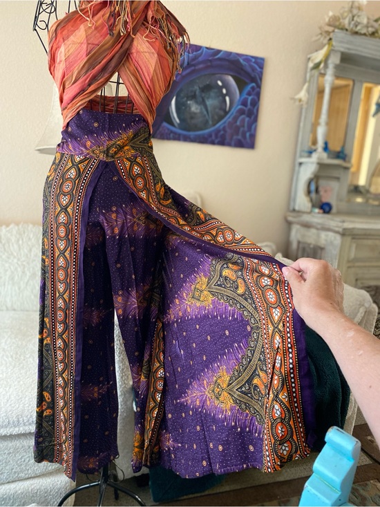 Tamsy Pants - Tansy Bohemian Wide Leg Pants in Purple and Orange